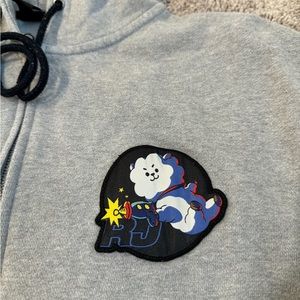 BT21 zip-up hoodie in GREY, with RJ, size XL